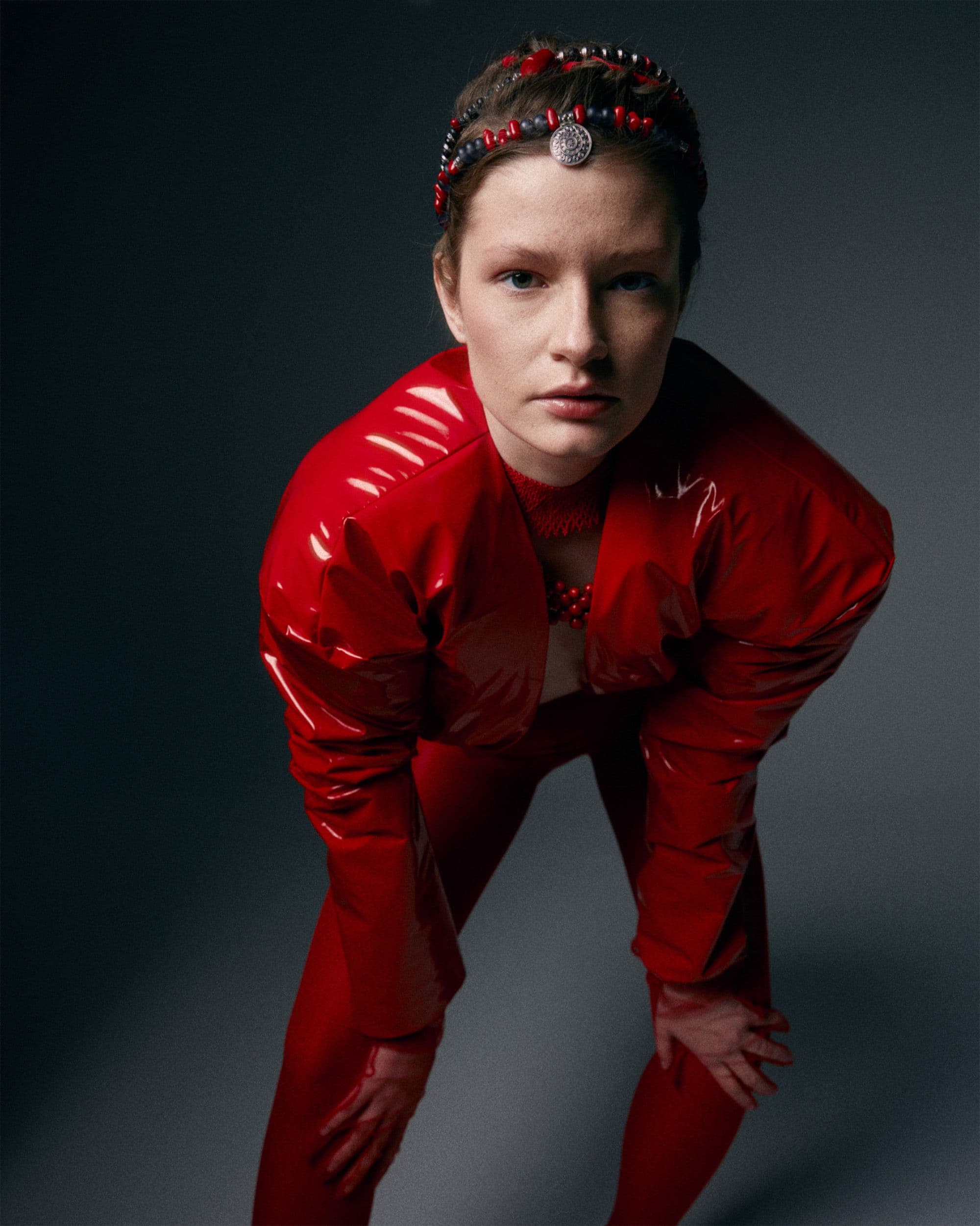 In red