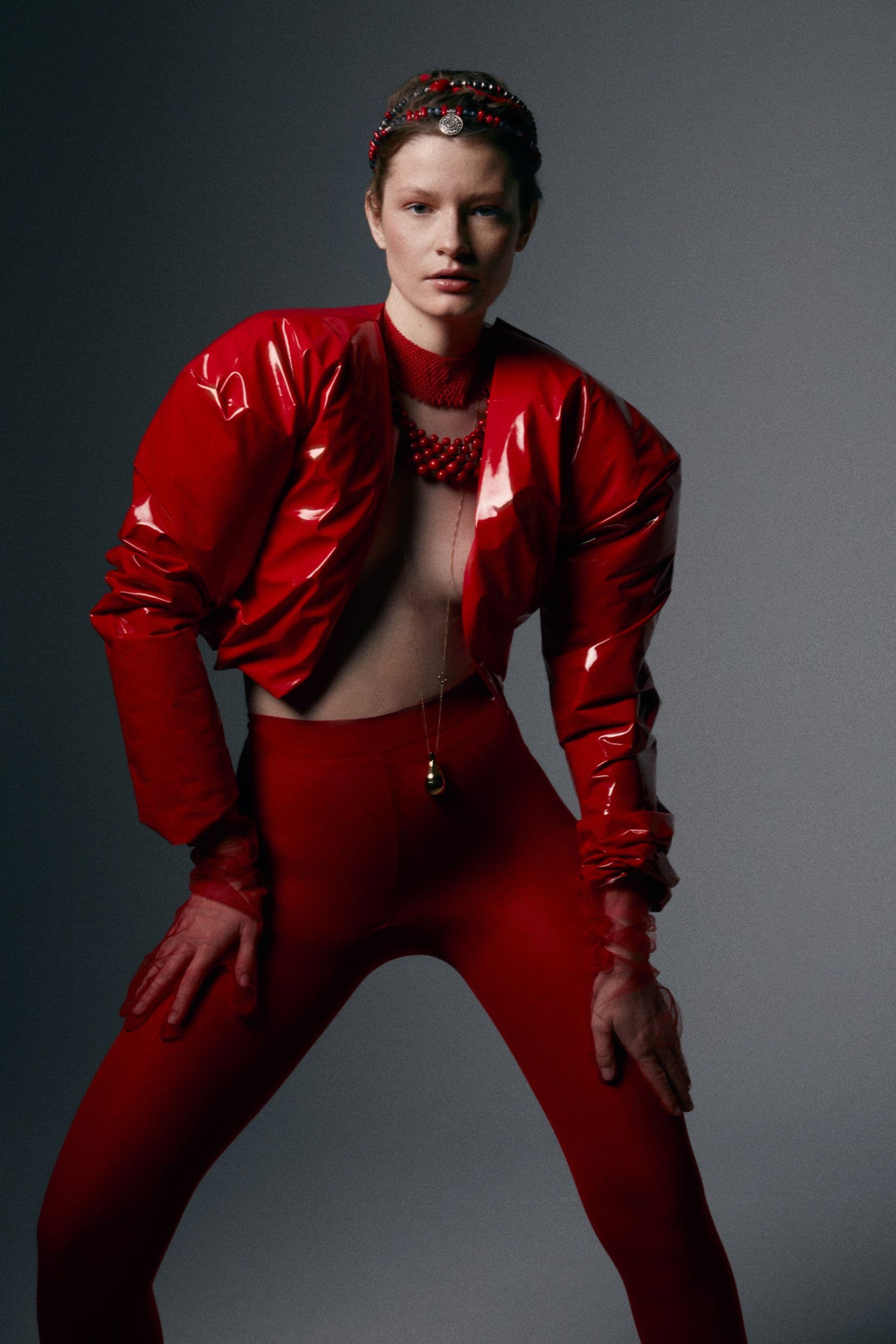 In red