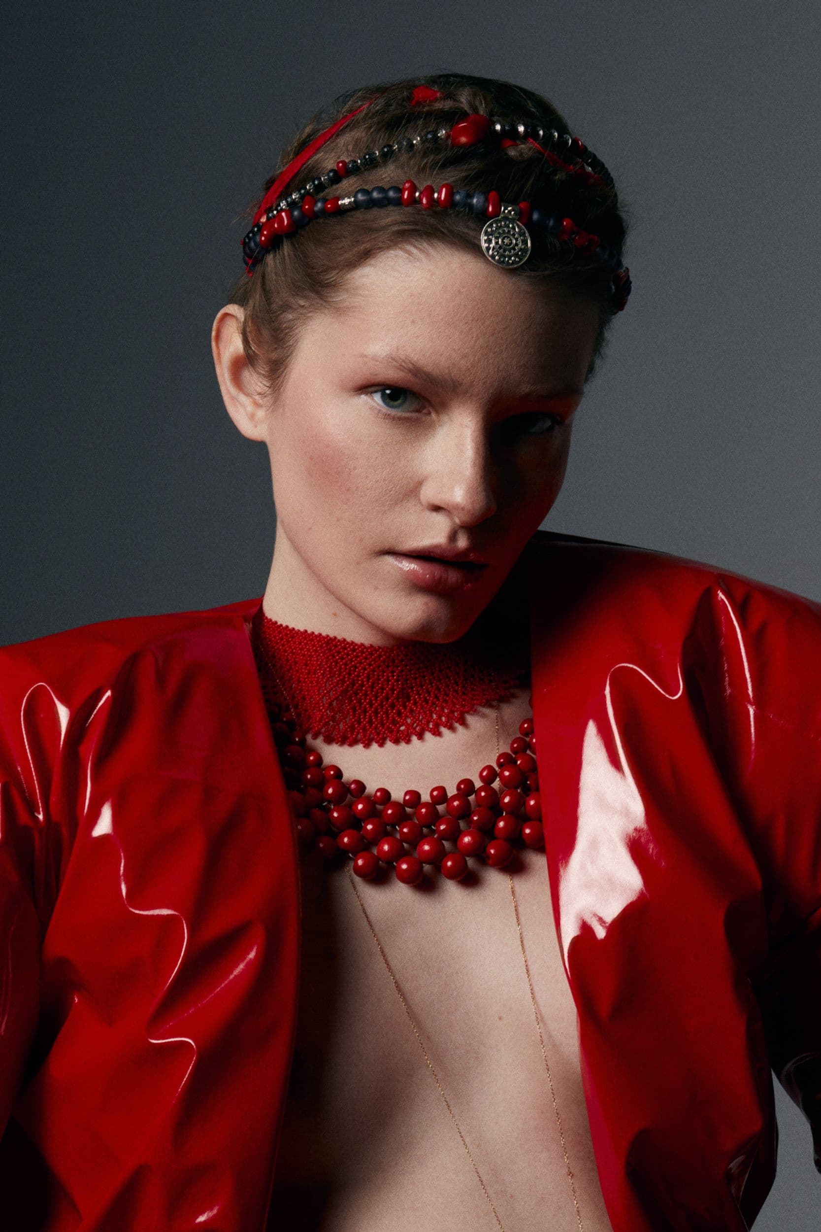 In red
